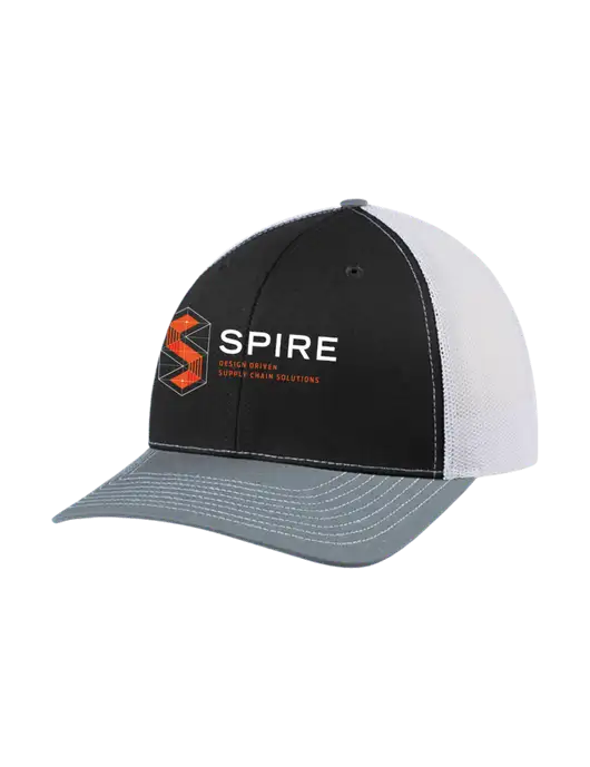 Richardson Adjustable Snapback Original 112 Trucker Cap Black/Light Heather Grey/White Mesh w/Spire