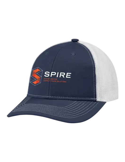 Snapback Ponytail Trucker Cap Navy w/White Mesh w/Spire