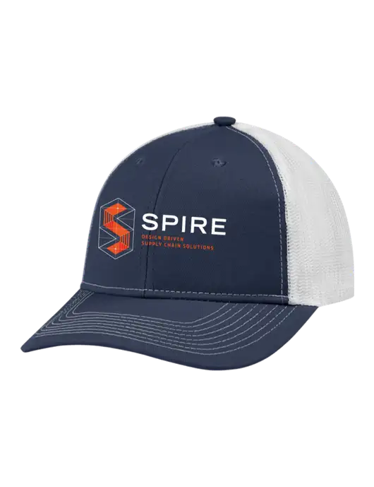 Snapback Ponytail Trucker Cap Navy w/White Mesh w/Spire