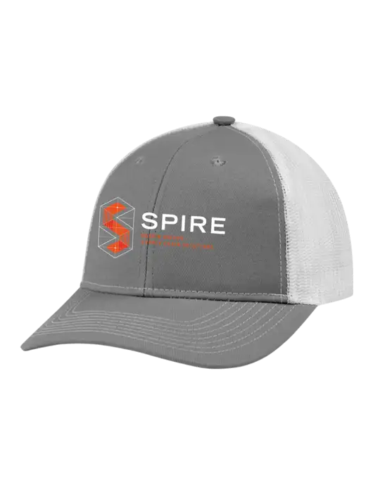 Snapback Ponytail Trucker Cap Light Medium Heather Grey w/White Mesh w/Spire