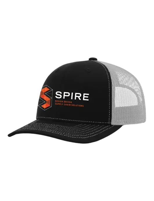 Richardson Adjustable Snapback Original 112 Trucker Cap Black w/White Mesh w/Spire