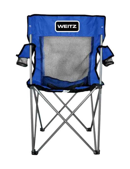 Titan Dark Royal Blue/Black Mesh Folding Chair w/Weitz Logo