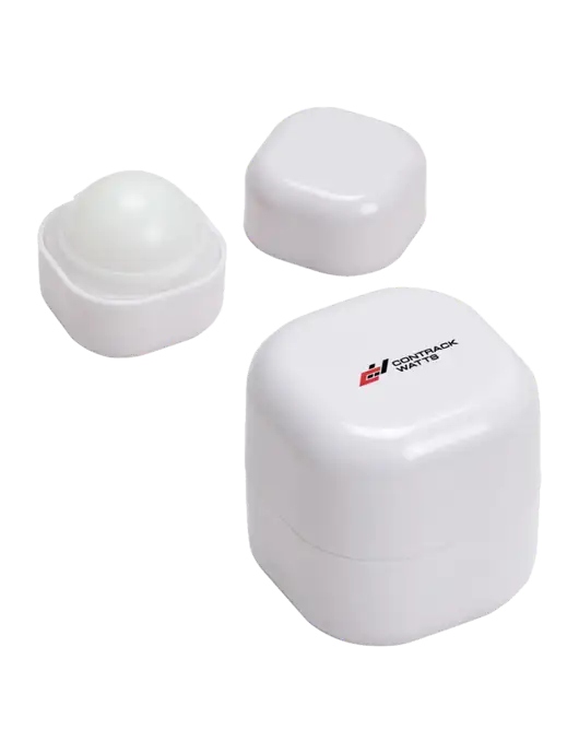 White Chap Cube Vanilla Lip Balm w/Contrack Watts Logo